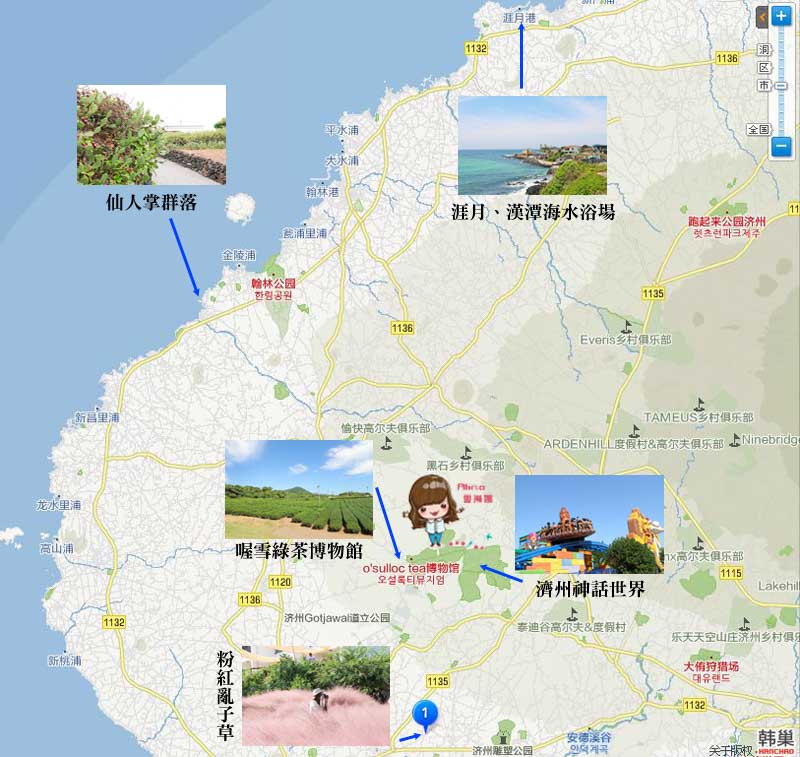 濟州島景點推薦 西部地圖