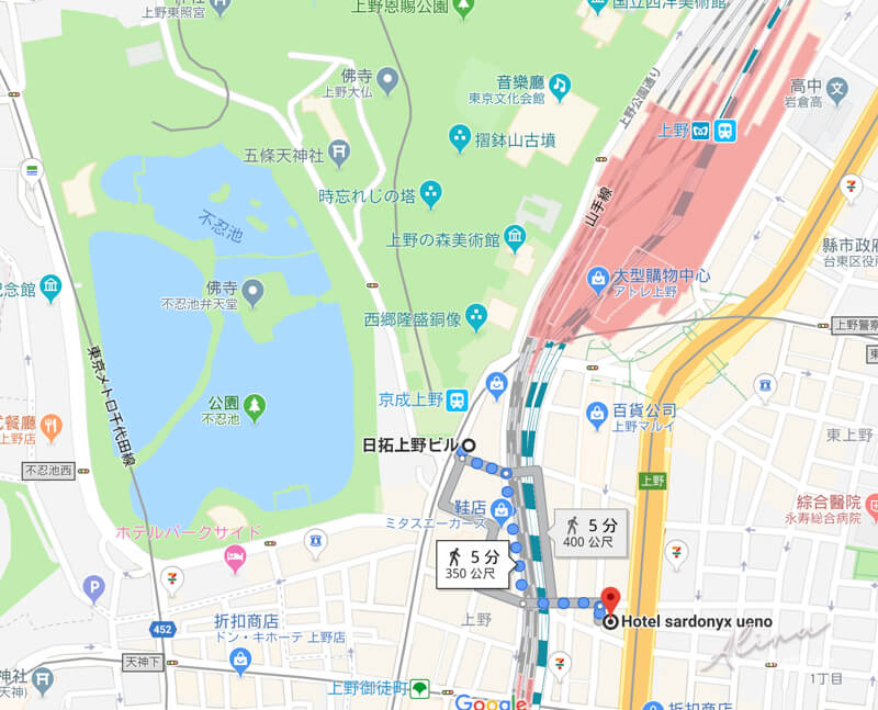 東京上野寶石飯店交通
