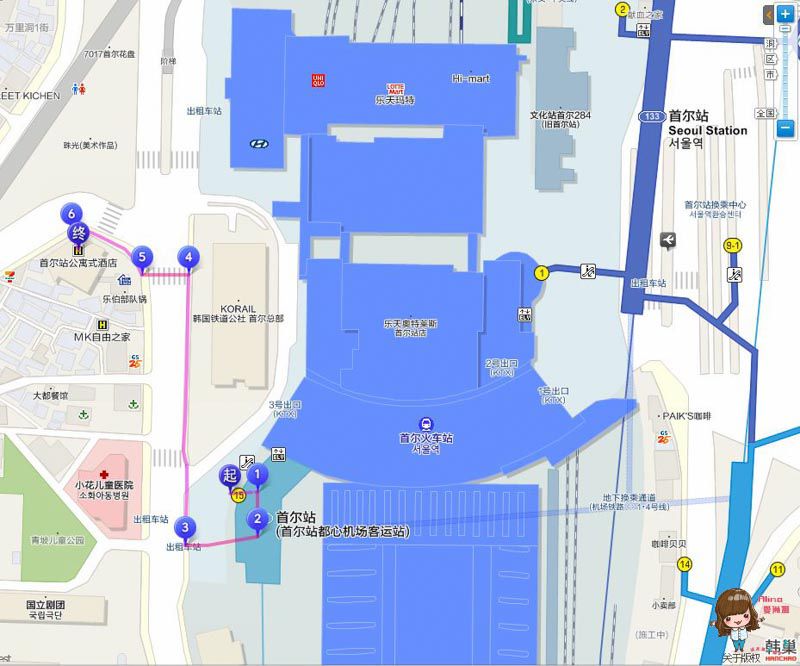 S.A. Seoul 公寓式酒店地圖交通